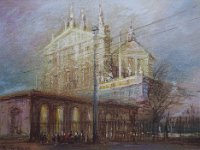 Vedute di Milano - La chiesa di San Celso  Pastello - 23 x 32